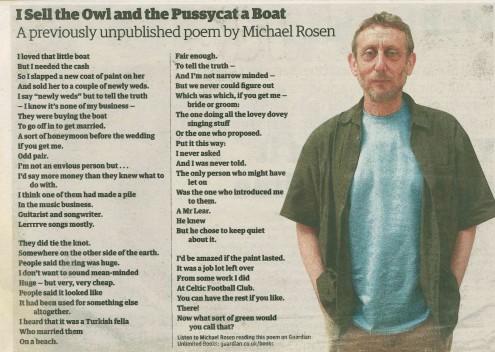 Undated Rosen poem early 2000s / 2012 from my scrapbook, The Guardian newspaper.
